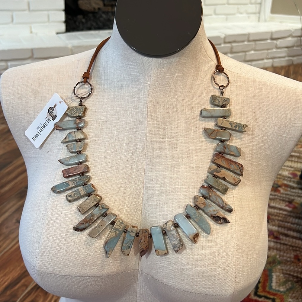 Aqua Terra small slab adjustable necklace-The Jewelry Junkie